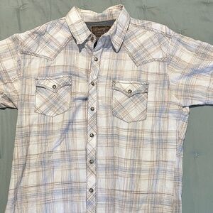 Wrangler Men's Casual Plaid Shirt - Blue and White